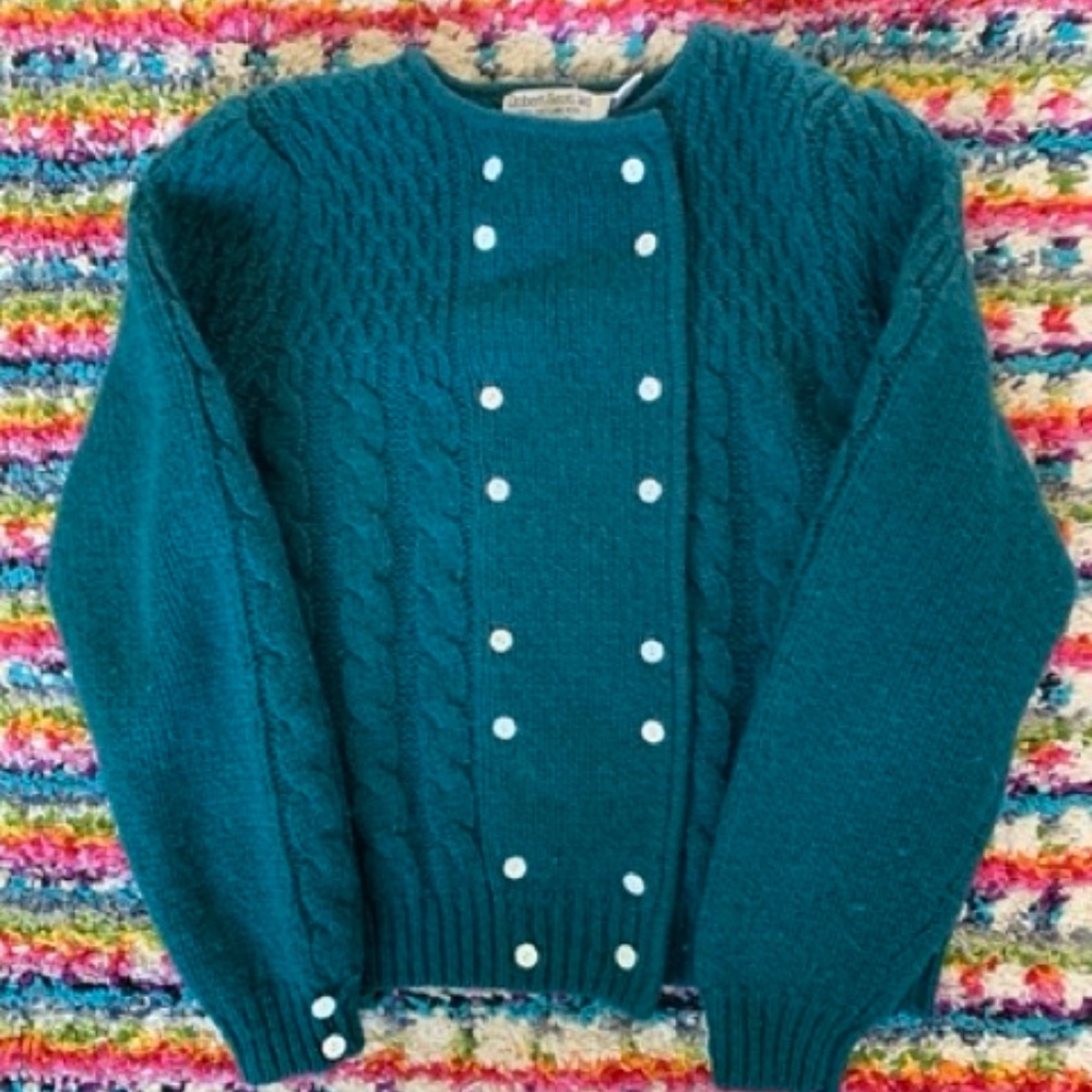 Wool sweater with flower buttons 36" bust
